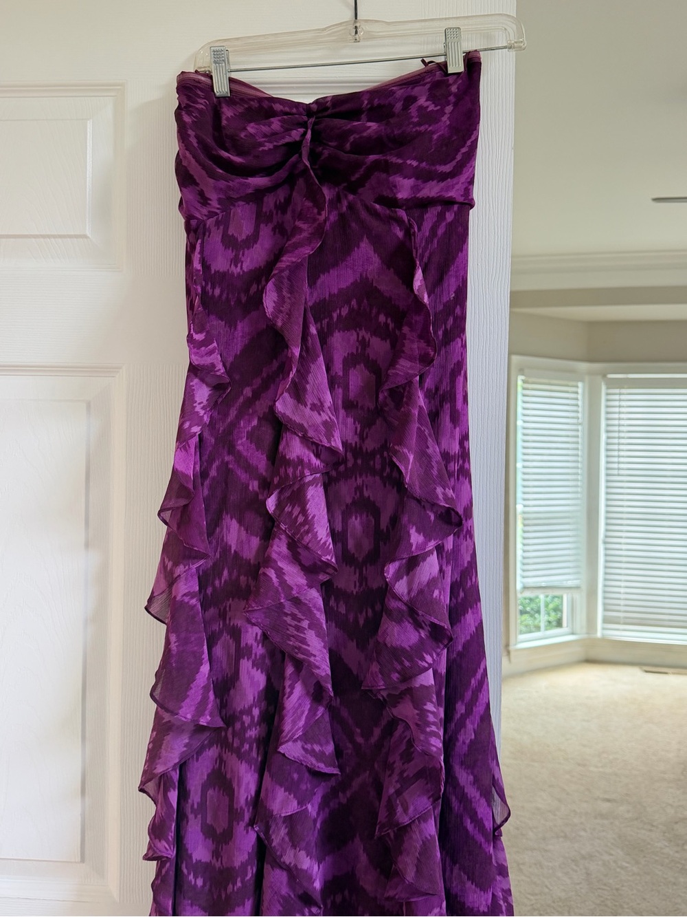 Lauren Ralph Lauren Purple Ruffled Strapless Maxi Gown